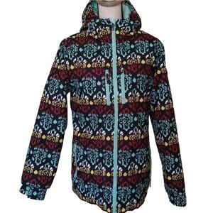 Aperture Size Medium M Intricate Funky Pattern Blue Snowboard Ski Coat Winter